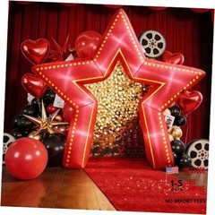 Movie Night Decorations Inflatable Star Arch 10ft Decorations Red Light Up