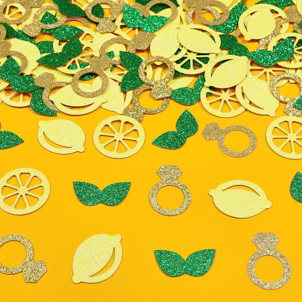 200 PCS Glitter Lemon Table Confetti Main Squeeze Bridal Shower Party Decor