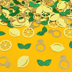 200 PCS Glitter Lemon Table Confetti Main Squeeze Bridal Shower Party Decor