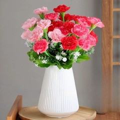 Silk Artificial Flower Bouquet 10 Head Carnations for Dining Room Decor