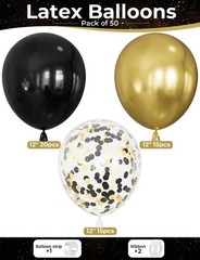 Adeyoo Black and Gold Balloons – 50PCS Graduation Balloons 12 Inch Metallic G…