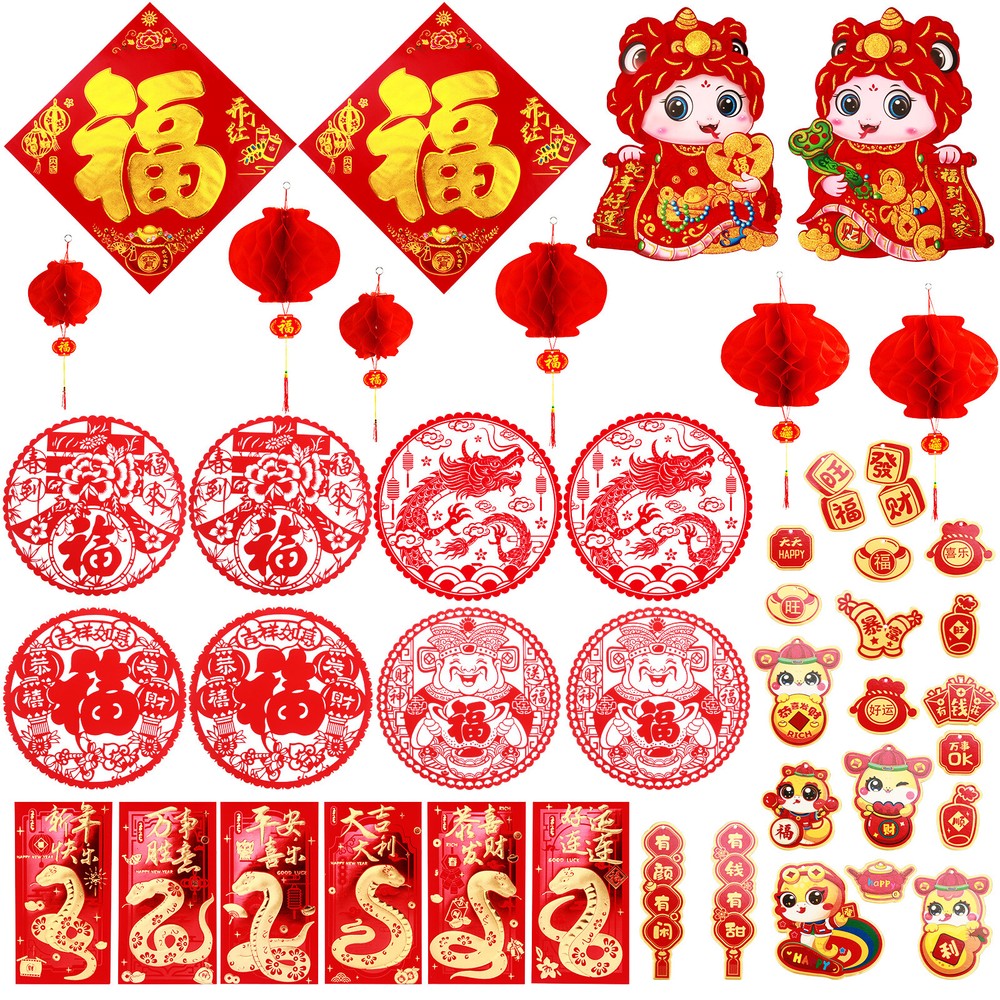 2025 Chinese New Year Decorations 42Pcs Ornament For Spring Festival Party Decor