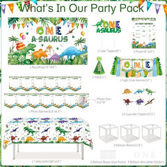 One a Saurus Birthday Decorations 105Pcs Dinosaur 1St Birthday Party Supplies fo