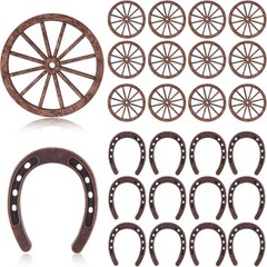 24 Pcs Western Theme Party Decorations Mini Horseshoes Wagon Wheel Crafts Wes…