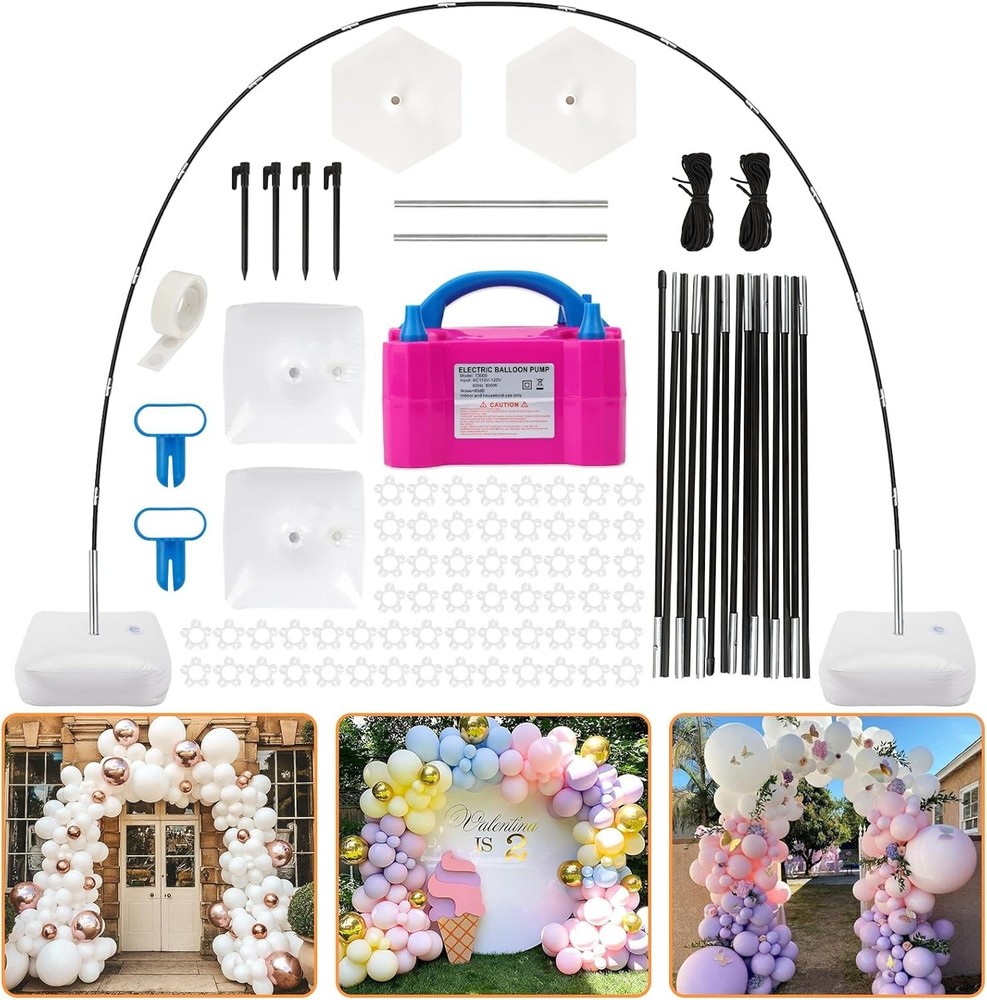 Balloon Arch Kit with Electric Pump – 10Ft Adjustable Stand for Parties Events