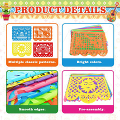 1 Pack Mexican Party Decorations – 18 FT Large Fiesta Banner, Plastic Papel