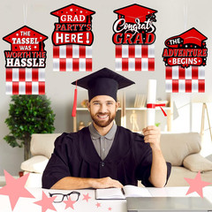 4 Sets Red Black and White Graduation Party Decorations 2024, Congrats Grad Clas