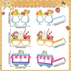 32 PCS Ice Cream Party Decorations Eyeglasses Paper Photo Booth Props Decor