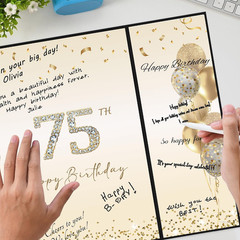 Black Gold 75Th Birthday Party Decorations, Happy 75Th Birthday Alternative Sign