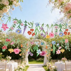 2Pcs Spring Wildflower Party Hanging Decorations, Watercolor Floral Banners S…