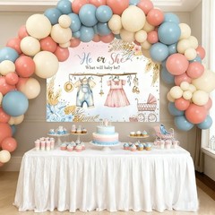 138Pcs Gender Reveal Decorations Kit with Dusty Pink Blue Balloon Garland Arc…