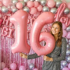 Pink Happy Balloon Set for Girls – 89 Pc Party Decorations for with 0-19 Numb…