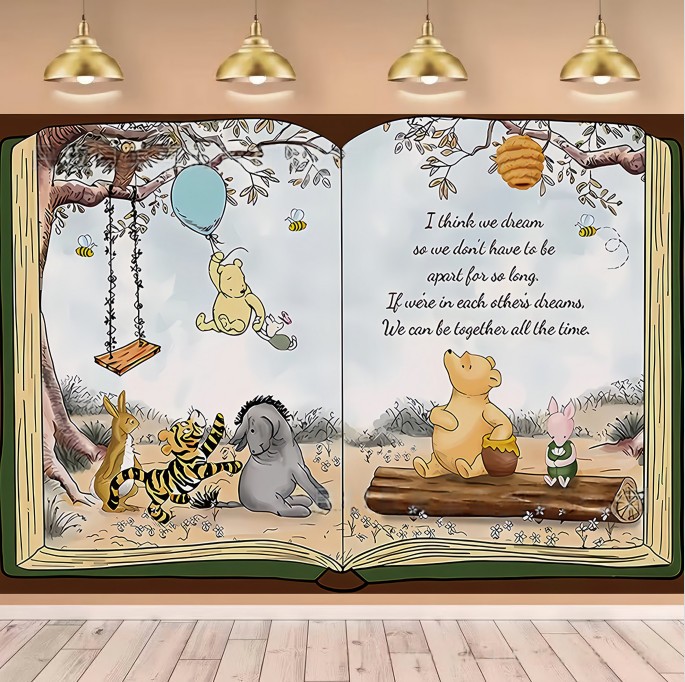 Winnie the Pooh Baby Shower Birthday Backdrop Photo Background Party Studio Prop