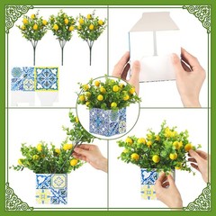 Giegxin Blue Tiles Lemon Table Centerpiece Decor Amalfi Small, Multi Color