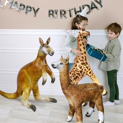 Jet Creations Inflatable Kangaroo Giraffe Alpaca3 Pack Safari Birthday Party Toy