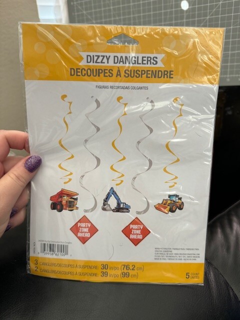 Big Dig Construction Hanging Dangler 5 Pack 3 30″ and 2 39″ Paper Decoration New