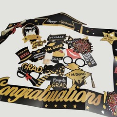 Graduation Photo Booth Props Frame 20‑Pc Party Selfie Set Non‑Year Specific