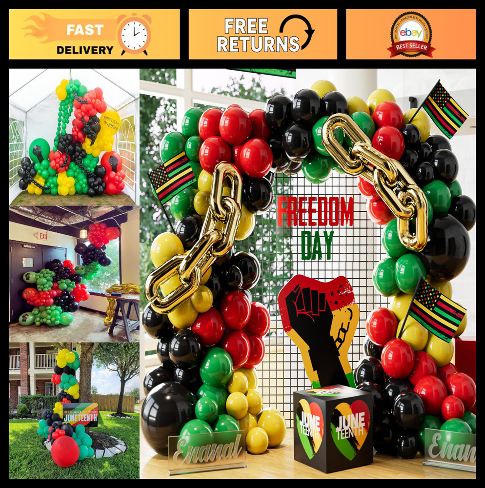 Juneteenth Balloon Garland Kit – 167pcs Happy Juneteenth Decorations for Black H