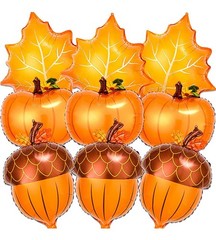 24 Fall Thanksgiving Mylar Balloon Maple Oak Leaf Acorn Pumpkin Squirrel Turkey