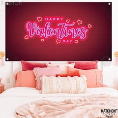 KatchOn, Happy Valentines Day Banner – XtraLarge 72×44 Inch | Neon Valentines Da