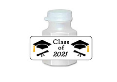 30 Graduation day, class of (current year) mini bubble labels, graduation party