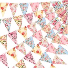 Funtery 5 Pcs Retro Bright Floral Paper Garland Chic Tea Party Multi-colored