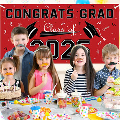 Graduation Decorations 2026 2027 – Red Polyester Graduation Backdrop – Graduatio