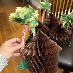 Beistle Palm Tree Tabletop Honeycomb Decor Set of 4 Hawaii Tiki Party Bar Kitsch