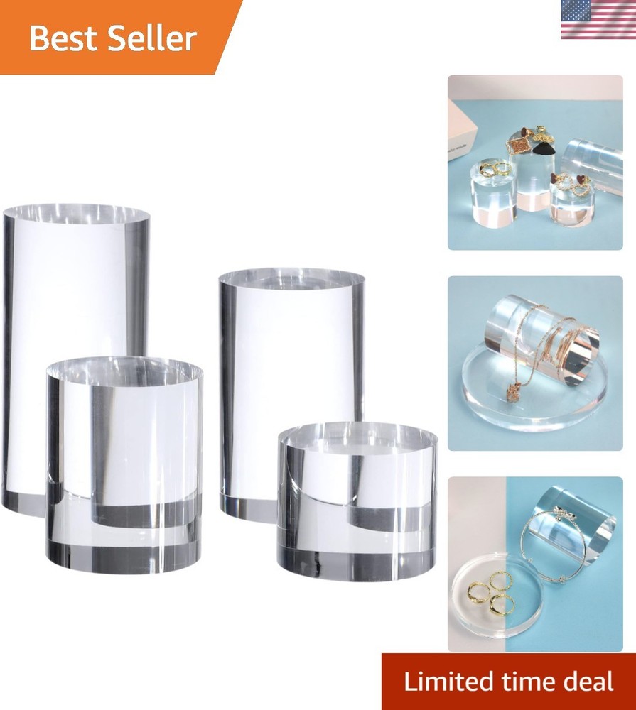 Clear Polished Acrylic Cube Cylinder Round Photo Props, Transparent Solid Acr…