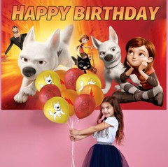 Movie Bolt Birthday Decorations Party Supplies Set Balloons Cake Toppers Banner