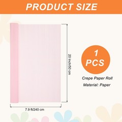 Crepe Paper, 7.9ft Long 20 Inch Wide Pink Crepe Paper Roll