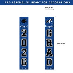 Graduation Decorations Class of 2026 Hanging Grad 70.8×11.8 inches, blue