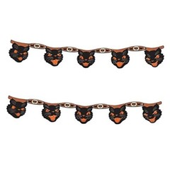 2 Piece Vintage Halloween Party Decorations Cat Banners, 7.5″ x 4′,