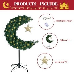 3ft Lighted Ramadan Moon Tree Star Decorations Islamic