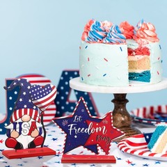 6 Pieces Patriotic Table Decor Memorial Day Table Decorations Wooden Gnome Fr…