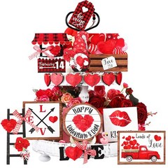 16 Pcs Valentine‘s Day Tiered Tray Decoration Valentines Day Decor