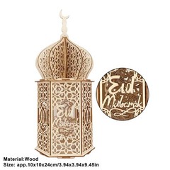 Eid Mubarak Ramadan Wooden LED Night Light Ornaments Muslim Festival Decor JQ