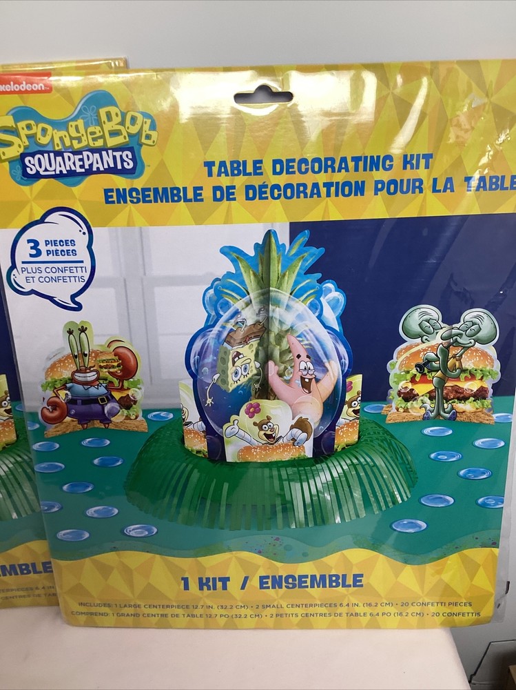 Nickelodeon 3 Piece SpongeBob Birthday Celebration Table Decorating Kit -2 Avail