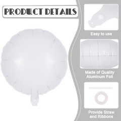 20 Pcs White Round Shaped Balloons,18 Inch Round Foil Balloon,Giant Round Myl…