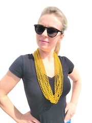 33″ Round Metallic Gold Beads Mardi Gras Necklaces (12 Pack) Sparkly, Shiny