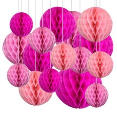16 PCS Blue Shade Tissue Paper Honeycomb Balls Poms Birthday Wedding Decor