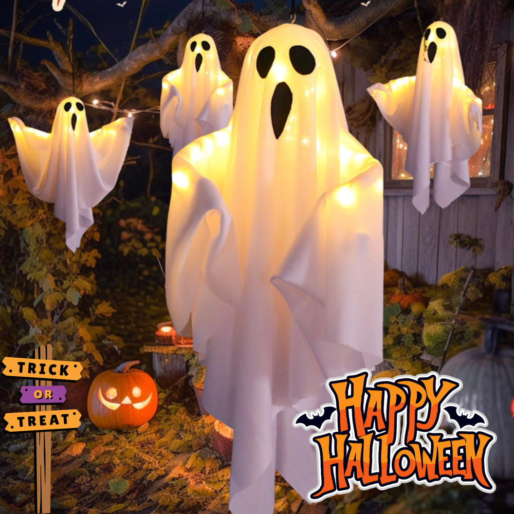 Halloween Glowing Ghost Light Outdoor Decor Garden Prop Party Home Hanging Decor