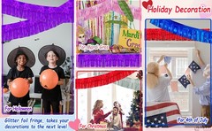 4 Pack Each 10 Feet Glitter Silver Parade Float Decorations for Trailer Car,