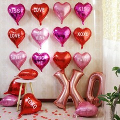 Will You Be My Girlfriend Balloons Proposal, Pink Red Rose Petal, Heart Balloons