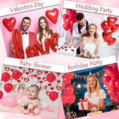 Valentines Day Decorations with Red Heart Balloons and Love Balloon, Fake Rose P