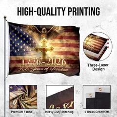 250th Anniversary Flag – 4×6 Ft Foldable Eagle Banner for Indoor & Outdoor Decor