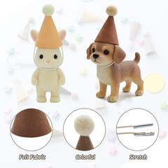 12pcs Mini Party Hats for Stuffed Animals, Brown Mini Hats with Pom Poms for Dol
