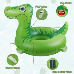 Inflatable Pool Floats Adult with Solar LED Light Up Dinosaur Adult Pool Floa…