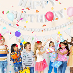 Pre-Strung 3D Rainbow Happy Birthday Banner, 3 PCS Happy Birthday Felt Sign, Pom