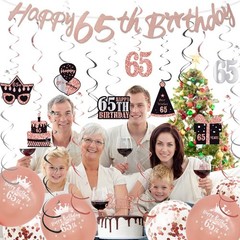 WOJOGO 65th Birthday Decorations for Women, Rose Gold 65th Birthday Decor Kit…